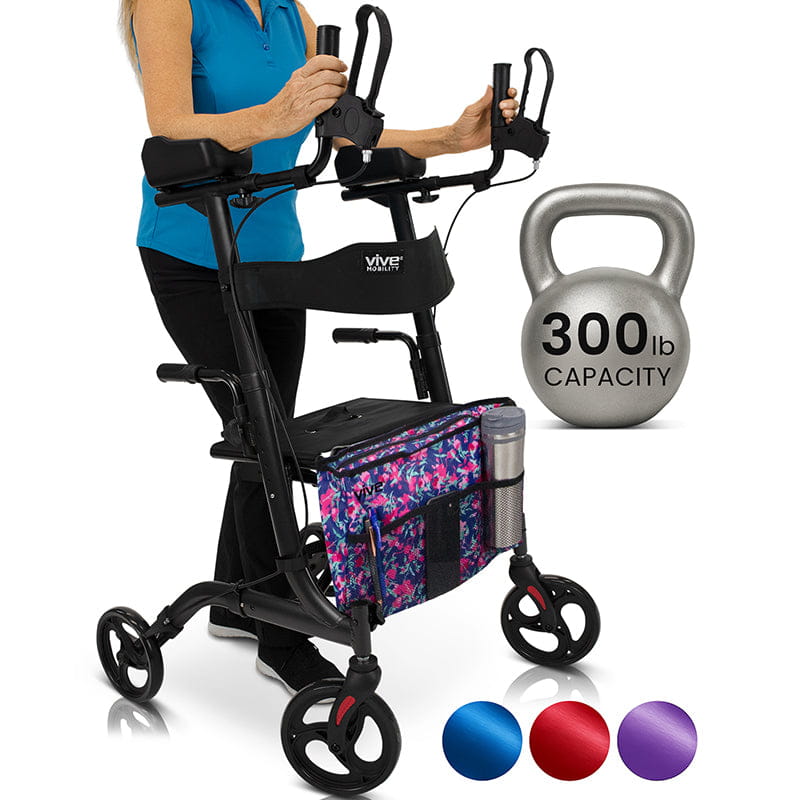 Upright Rollator - Walker with Foldable Transport Seat