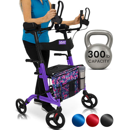 Upright Rollator - Walker with Foldable Transport Seat