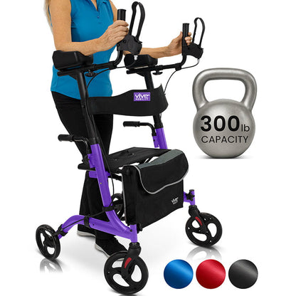 Upright Rollator - Walker with Foldable Transport Seat