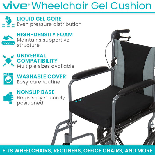 Wheelchair Gel Seat Cushion - Back Support Comfort and Pain Relief