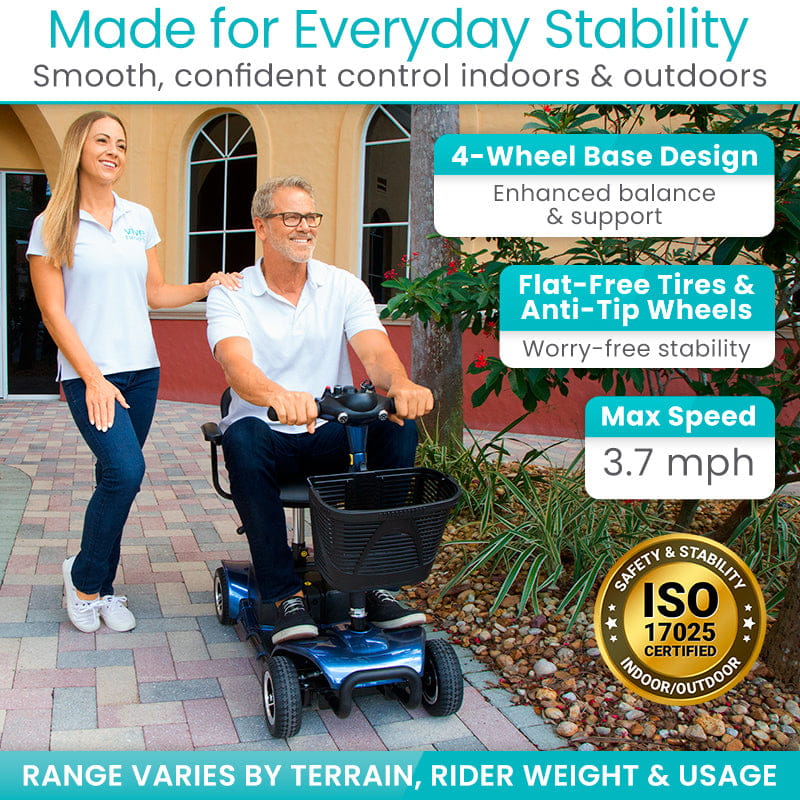 4 Wheel Mobility Scooter - Electric Powered with Seat for Seniors