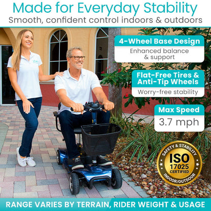 4 Wheel Mobility Scooter - Electric Powered with Seat for Seniors