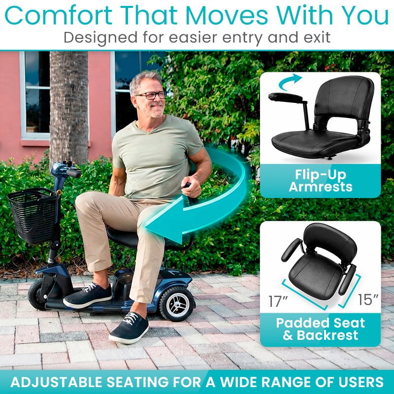 3 Wheel Mobility Scooter - Electric Long Range Powered Wheelchair