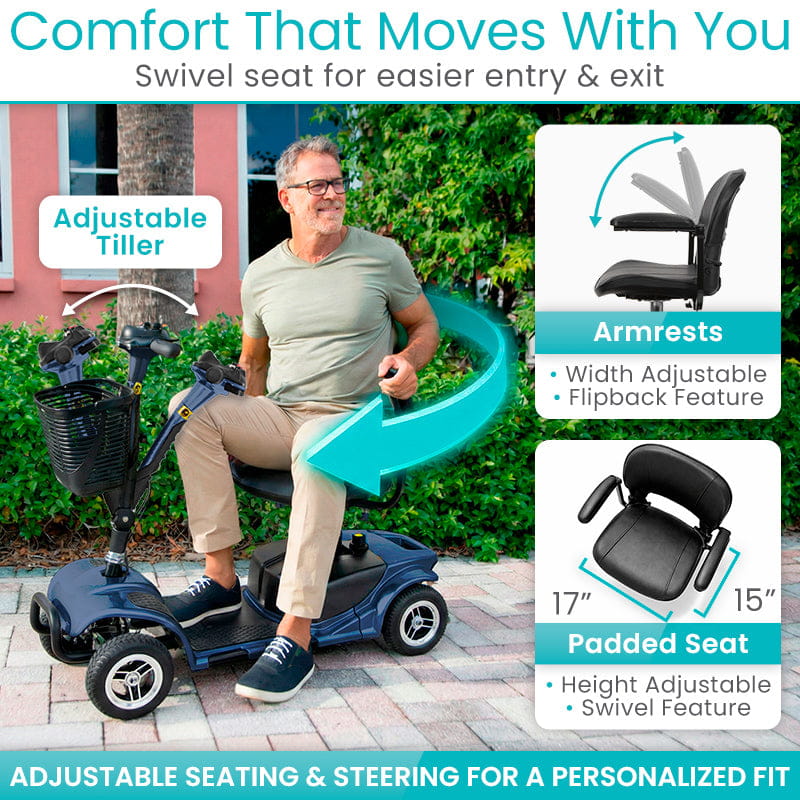 4 Wheel Mobility Scooter - Electric Powered with Seat for Seniors