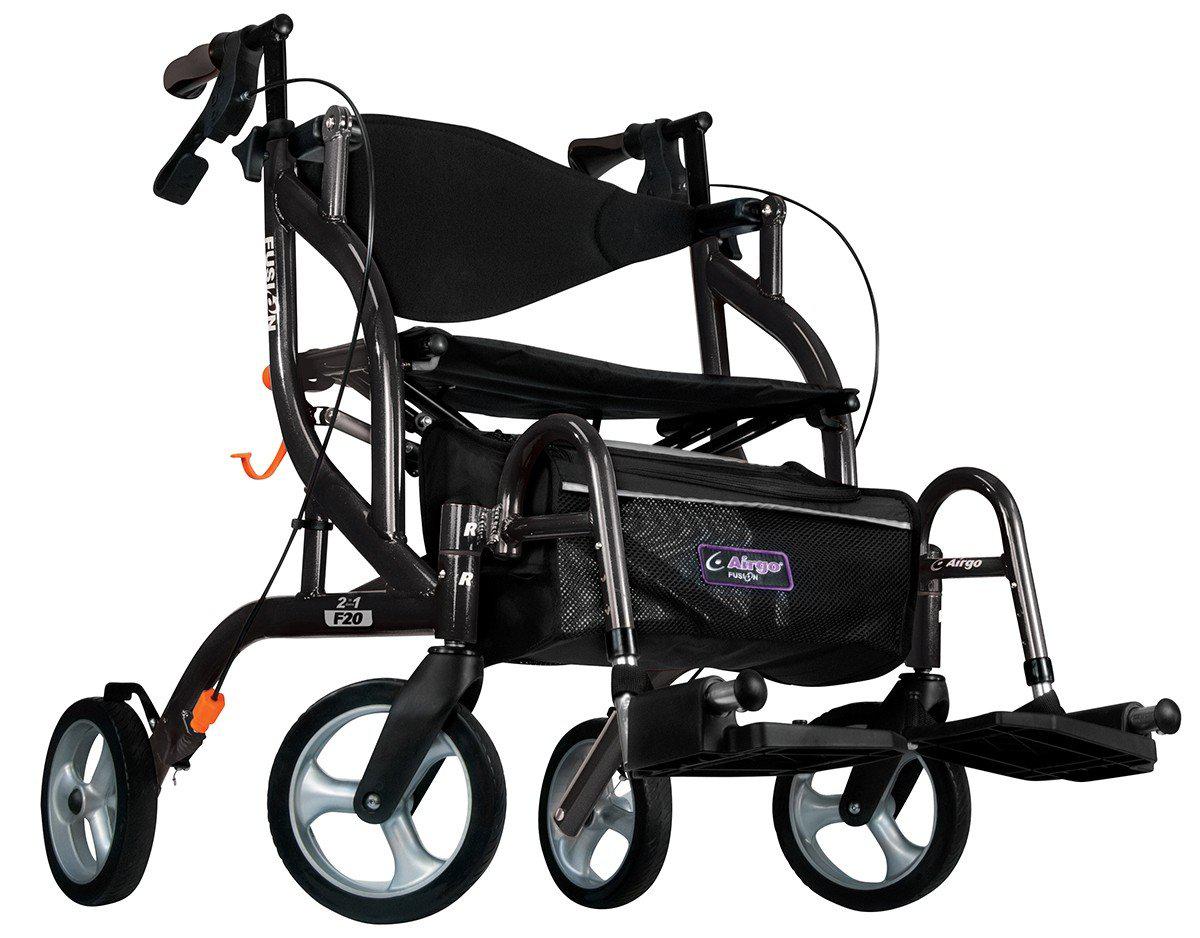 Drive Medical Airgo Fusion 2 in 1 Folding Rollator and Transport Chair