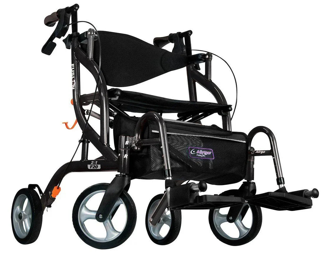Drive Medical Airgo Fusion 2 in 1 Folding Rollator and Transport Chair