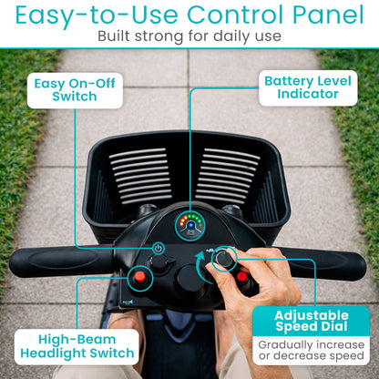 3 Wheel Mobility Scooter - Electric Long Range Powered Wheelchair