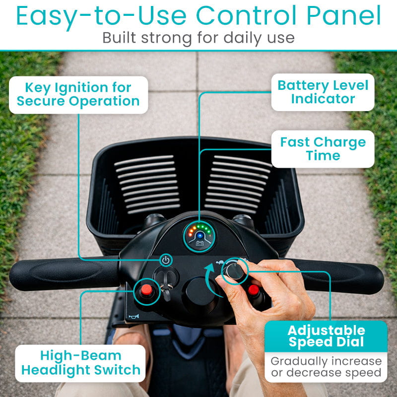 4 Wheel Mobility Scooter - Electric Powered with Seat for Seniors
