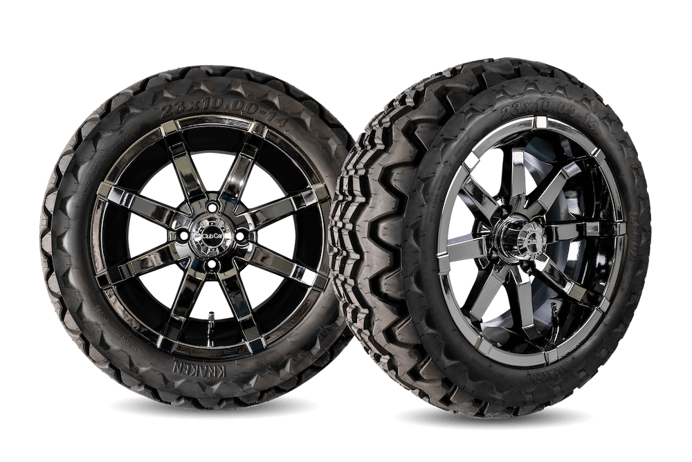14" Black Chrome Aerion Wheel with 23x10-14 Kraken Tire