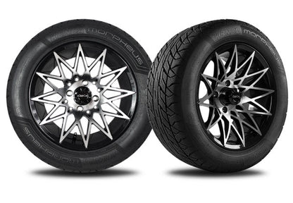 14" Machined Gloss Black Athena Wheel with 215/50R14 Morpheus Tire