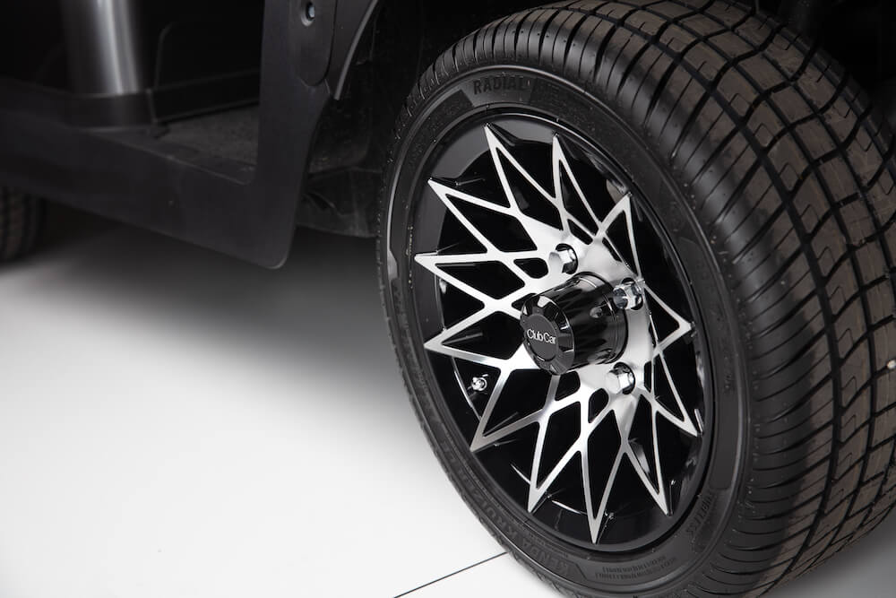 12" Athena Gloss Black and Machined Alloy Wheel With 205/40-12 Steel-belted Radial Tire