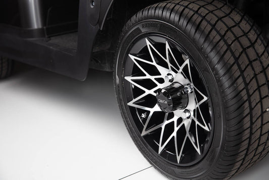 12" Athena Gloss Black and Machined Alloy Wheel With 205/40-12 Steel-belted Radial Tire