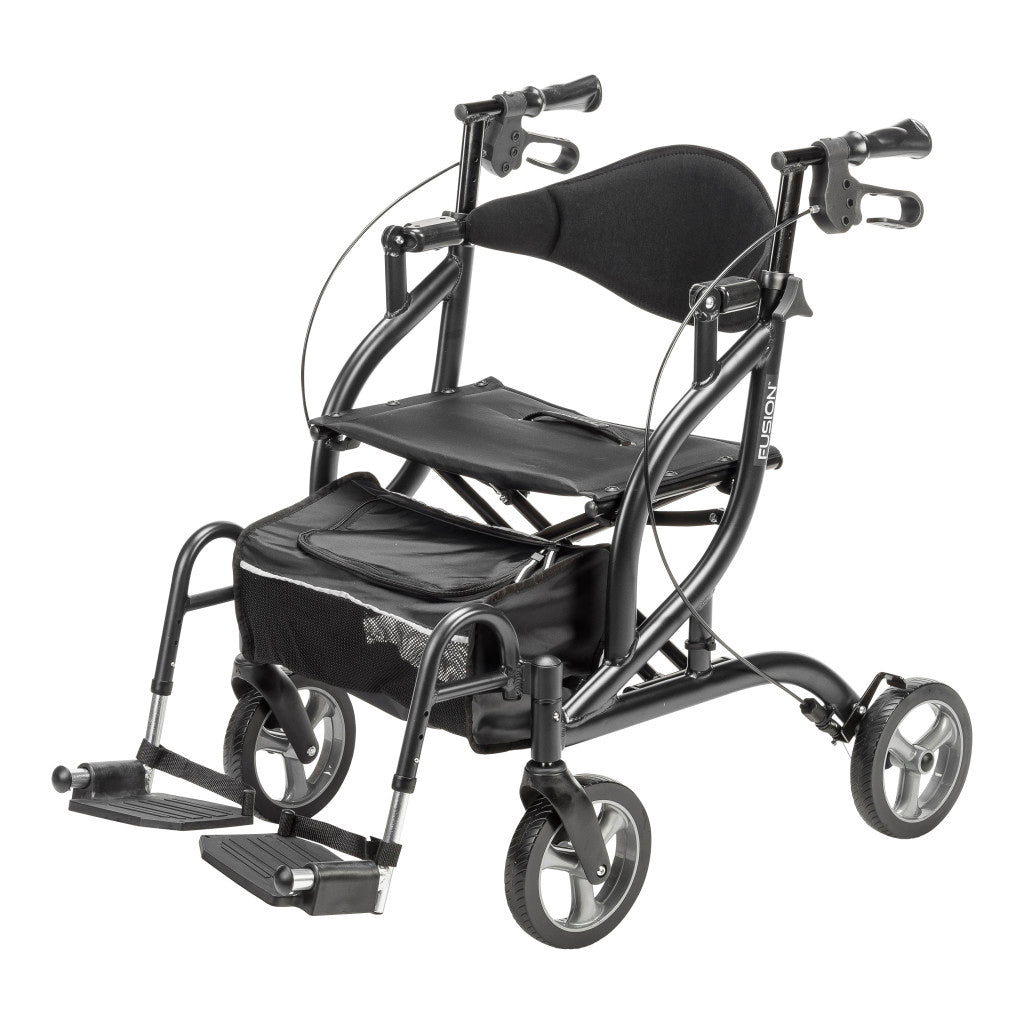 Drive Medical Airgo Fusion 2 in 1 Folding Rollator and Transport Chair