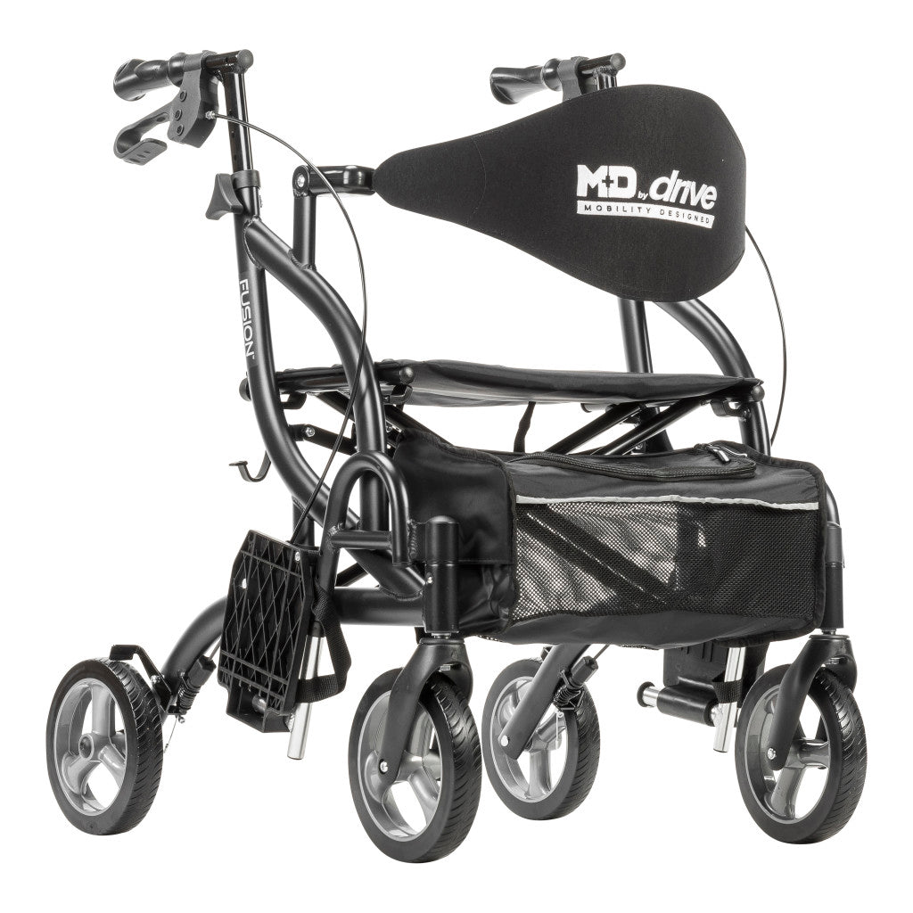 Drive Medical Airgo Fusion 2 in 1 Folding Rollator and Transport Chair