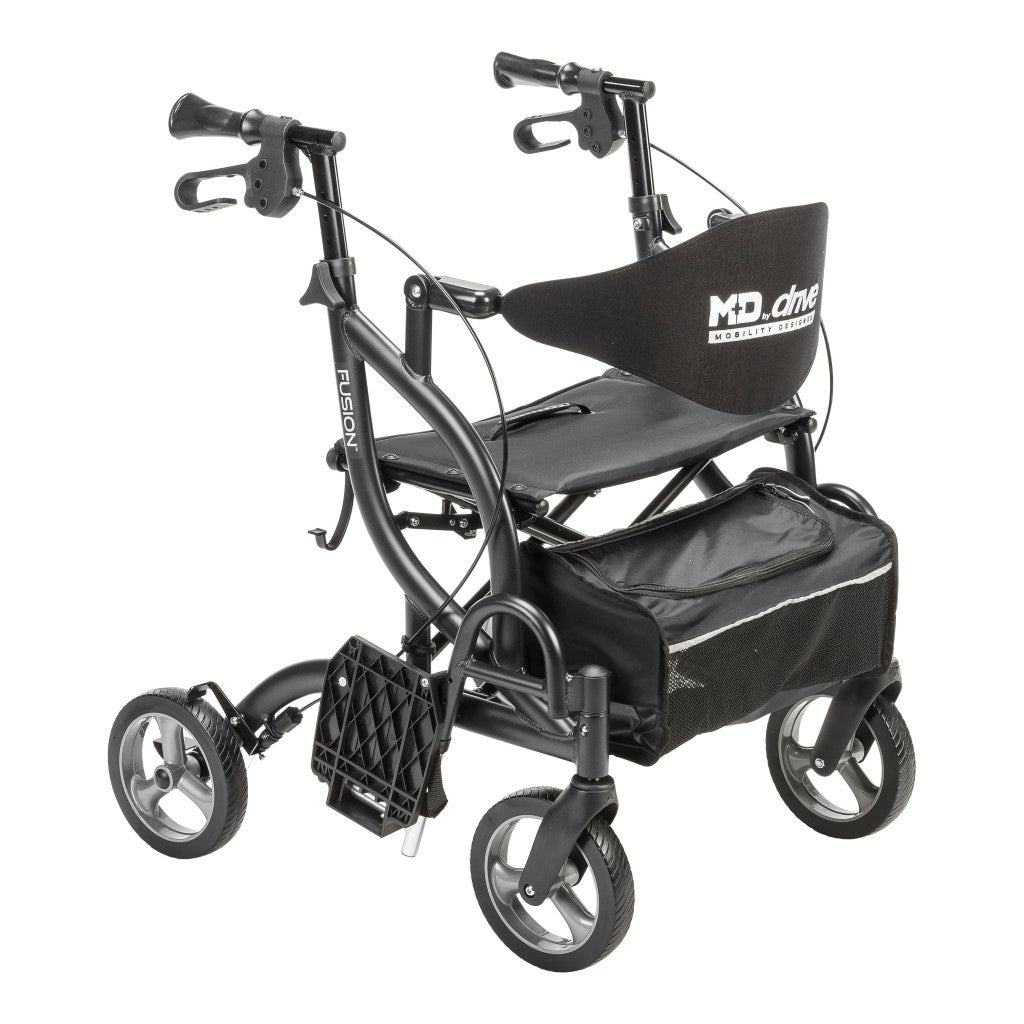 Drive Medical Airgo Fusion 2 in 1 Folding Rollator and Transport Chair