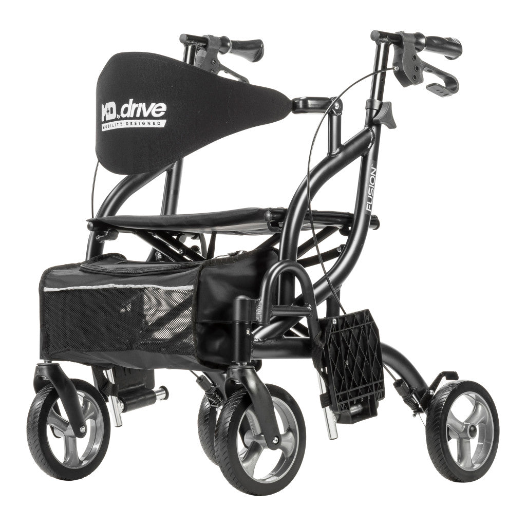 Drive Medical Airgo Fusion 2 in 1 Folding Rollator and Transport Chair