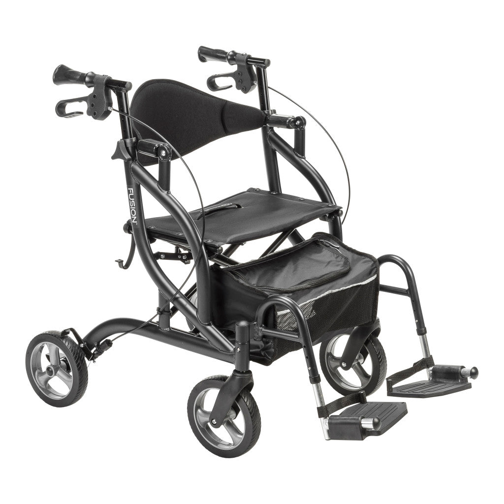 Drive Medical Airgo Fusion 2 in 1 Folding Rollator and Transport Chair
