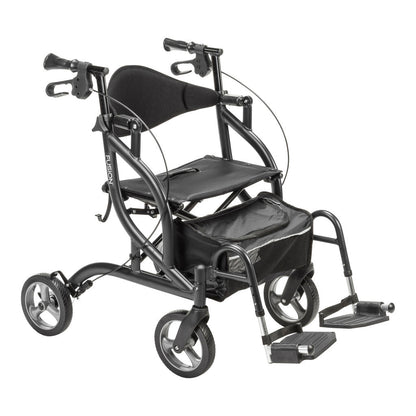 Drive Medical Airgo Fusion 2 in 1 Folding Rollator and Transport Chair