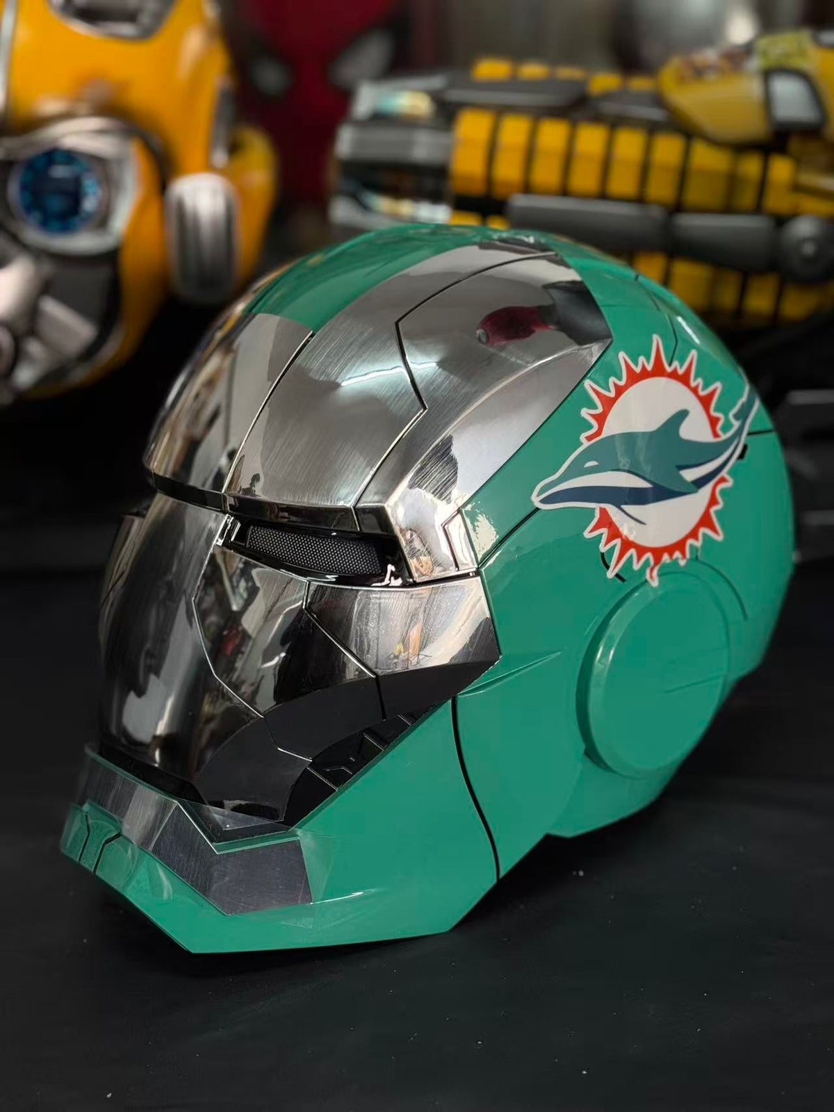 The Voice Activated Iron Man MK5 Helmet Painted in NFL Teams' Colorways