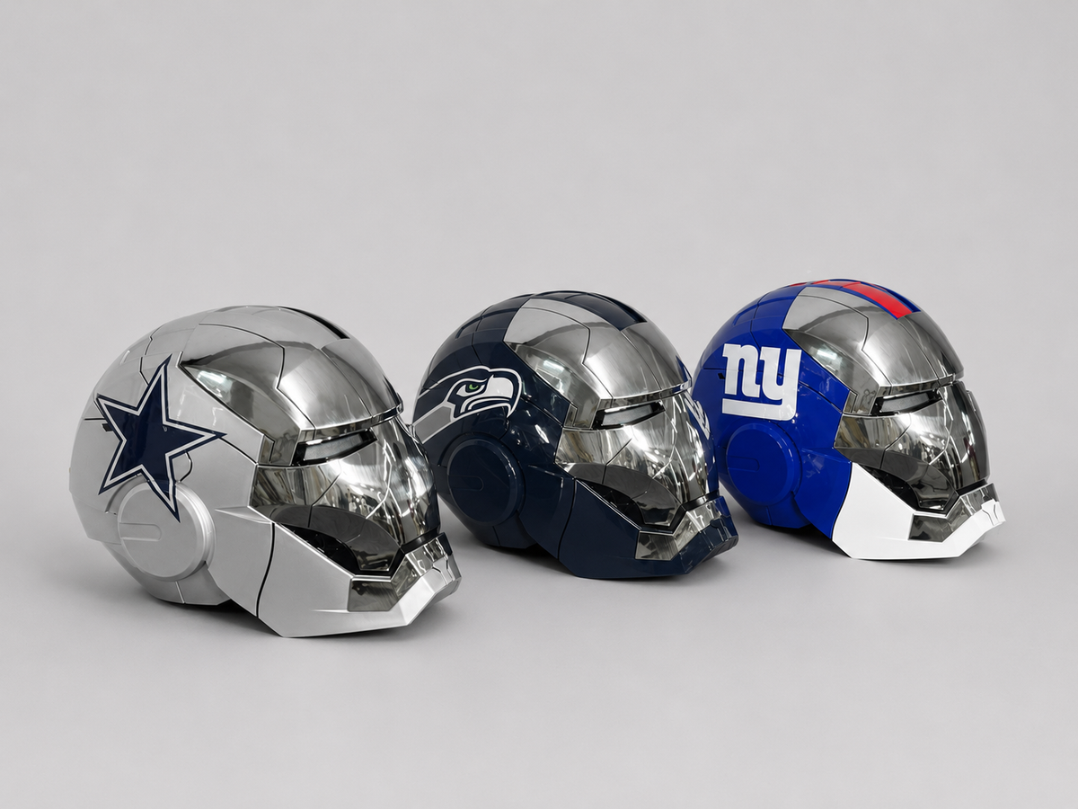 The Voice Activated Iron Man MK5 Helmet Painted in NFL Teams' Colorways