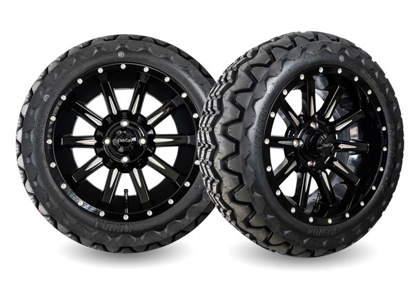 14" Zeus Gloss Black and Machined Wheel - 23x10-14 Kraken Tire