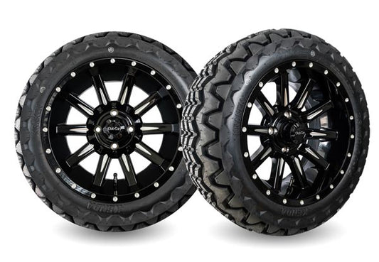 14" Zeus Gloss Black and Machined Wheel - 23x10-14 Kraken Tire