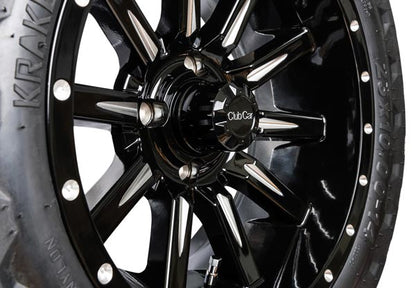 14" Zeus Gloss Black and Machined Wheel - 23x10-14 Kraken Tire