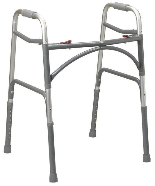 Drive Medical Bariatric Aluminum Two Button Folding Walker Without Wheels