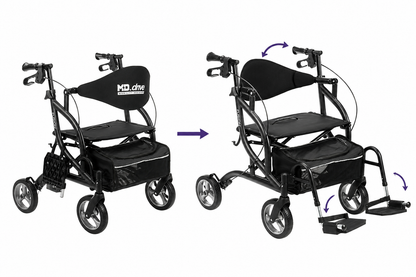 Drive Medical Airgo Fusion 2 in 1 Folding Rollator and Transport Chair