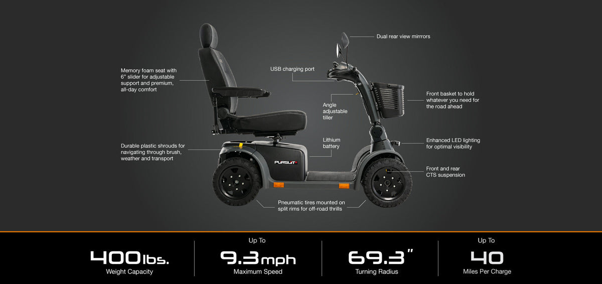 Pride Mobility Pursuit 2 4-Wheel Mobility Scooter SC7132